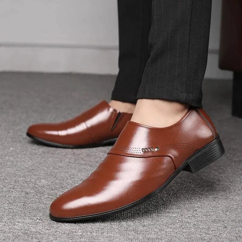 Casual pointed toe shoes men leather shoes men - MANDOTOS