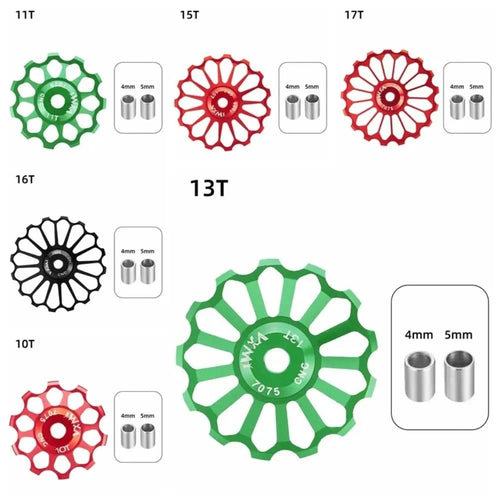 Mandotos ceramic bicycle guide wheel for rear derailleur, bearing axis adapter, bike guide roller, jockey wheel, 10T-17T.