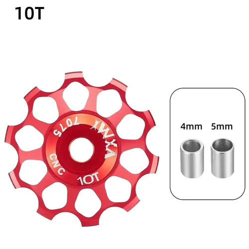Mandotos ceramic bicycle guide wheel with rear derailleur bearing axis adapter and jockey wheel, 10T-17T gear range, bike component