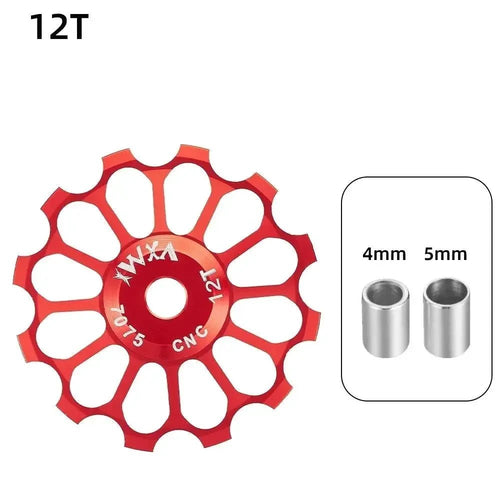 Mandotos ceramic bicycle guide wheel for rear derailleur, bearing axis adapter, jockey roller, 10T-17T gear range on bike component