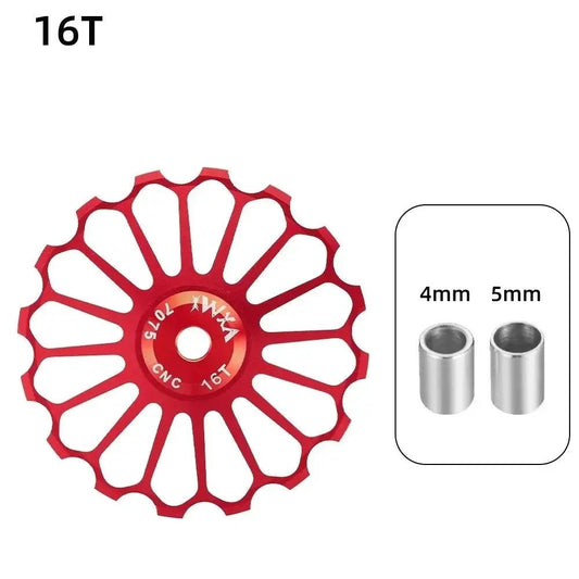 Mandotos ceramic bicycle guide wheel for rear derailleur, bearing axis adapter, bike guide roller, jockey wheel 10T-17T, close-up view