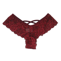 Set of four lace G-string panties for women by MANDOTOS, featuring stylish and comfortable designs in various colors.