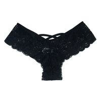 Set of four lace G-string panties for women by MANDOTOS, featuring delicate floral patterns and comfortable fit.