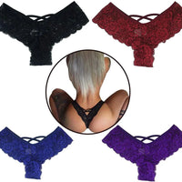 Set of four lace G-string panties for women by MANDOTOS, featuring stylish and comfortable designs.