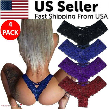 Chic 4-Pack Lace G-String Panties for Women - MANDOTOS