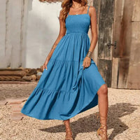 Mandotos chic chiffon layered swing dress featuring flowing fabric and stylish design, perfect for elegant casual wear.