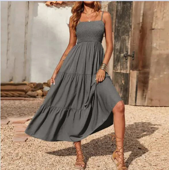 Mandotos chic chiffon layered swing dress with flowing fabric and elegant design, perfect for stylish casual or semi-formal occasions.