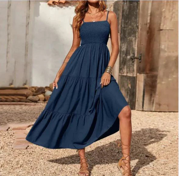 Mandotos chic chiffon layered swing dress with flowing fabric and stylish design, perfect for elegant occasions.