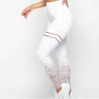 Mandotos Chic Gold Print Leggings featuring a stylish gold pattern on comfortable black fabric.