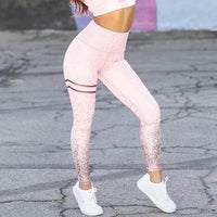 Mandotos Chic Gold Print Leggings with stylish gold pattern, form-fitting fabric, designed for comfort and fashionable wear.