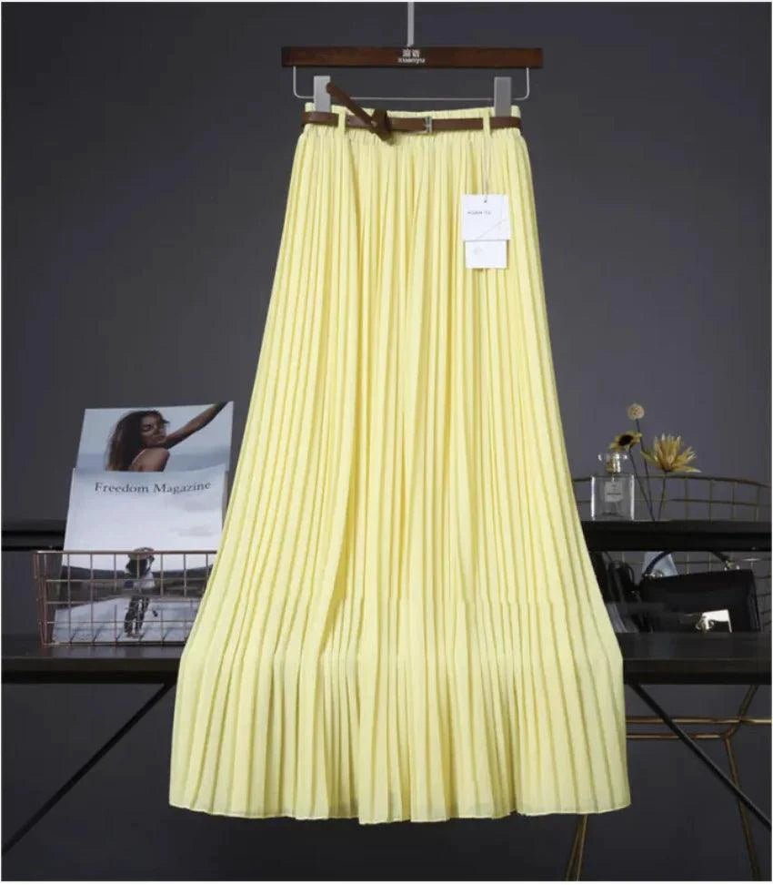 Chic & Grace Pleated Chiffon Skirt - Flowing Elegance for Effortless Style - MANDOTOS