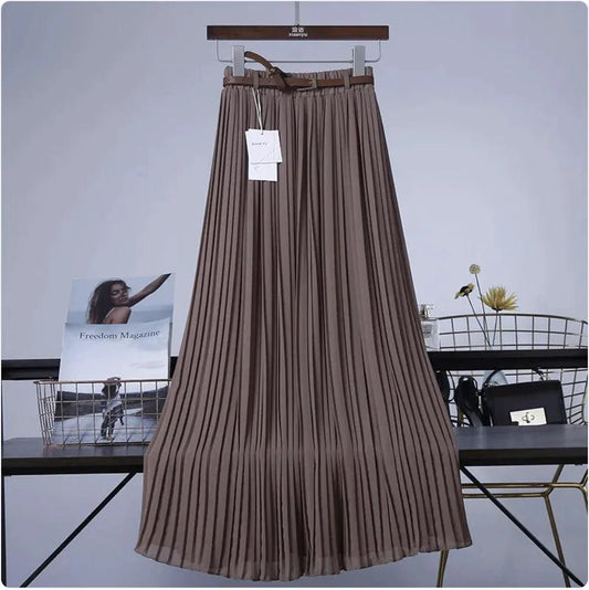 Chic & Grace Pleated Chiffon Skirt - Flowing Elegance for Effortless Style - MANDOTOS
