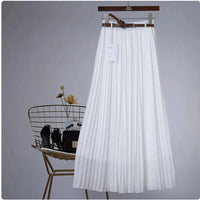 Mandotos Chic & Grace pleated chiffon skirt showcasing flowing fabric and elegant pleats for a stylish, effortless look.