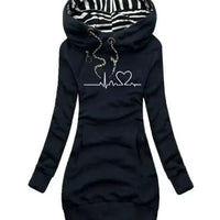 Mandotos chic hooded sweatshirt dress with long sleeves and casual fit, perfect for comfortable everyday wear.