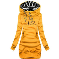 Mandotos chic hooded sweatshirt dress featuring a comfortable fit, casual style, and a cozy hood for versatile everyday wear.