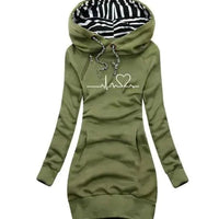 Mandotos chic hooded sweatshirt dress featuring a relaxed fit, soft fabric, and stylish hood for casual comfort and trendy style.