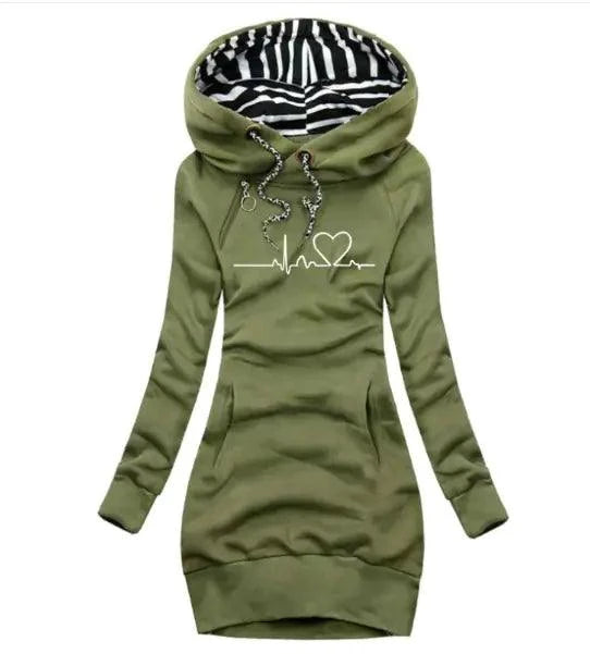 Mandotos chic hooded sweatshirt dress featuring a relaxed fit, soft fabric, and stylish hood for casual comfort and trendy style.