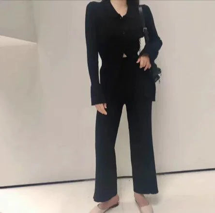 Chic Knit Collared Ensemble - MANDOTOS