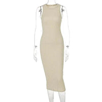 Mandotos chic knitted tank sweater dress featuring a fitted silhouette and cozy wool blend fabric, perfect for stylish winter wear.