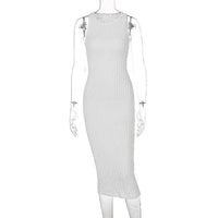 Mandotos chic knitted tank sweater dress featuring a fitted silhouette and cozy ribbed texture, perfect for casual or layered looks.