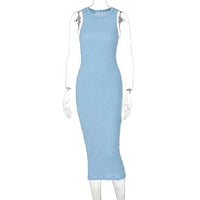 Mandotos chic knitted tank sweater dress featuring a fitted silhouette, sleeveless design, and cozy knit fabric for stylish comfort.