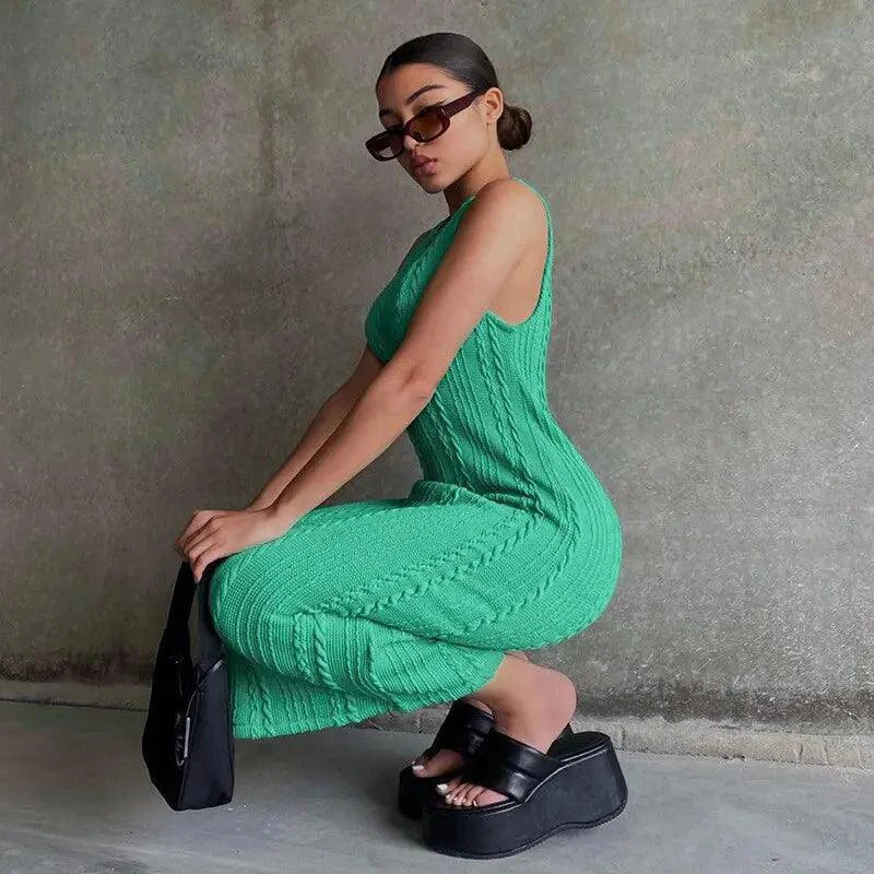 Chic Knitted Tank Sweater Dress - MANDOTOS