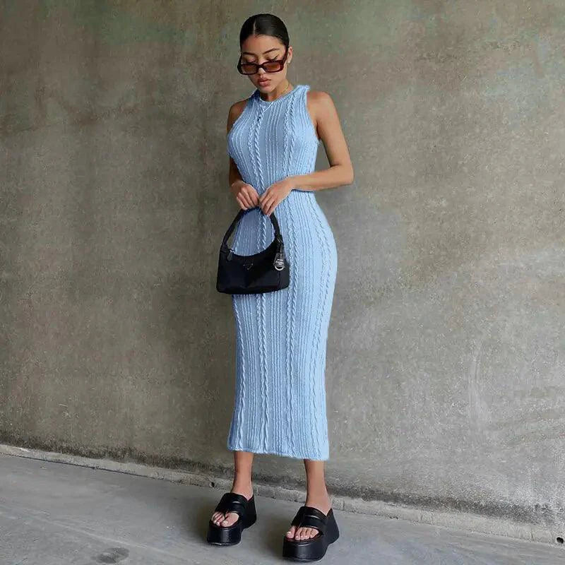 Chic Knitted Tank Sweater Dress - MANDOTOS