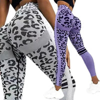 Mandotos chic leopard high-rise yoga tights featuring a stylish leopard print and comfortable fit for active wear.