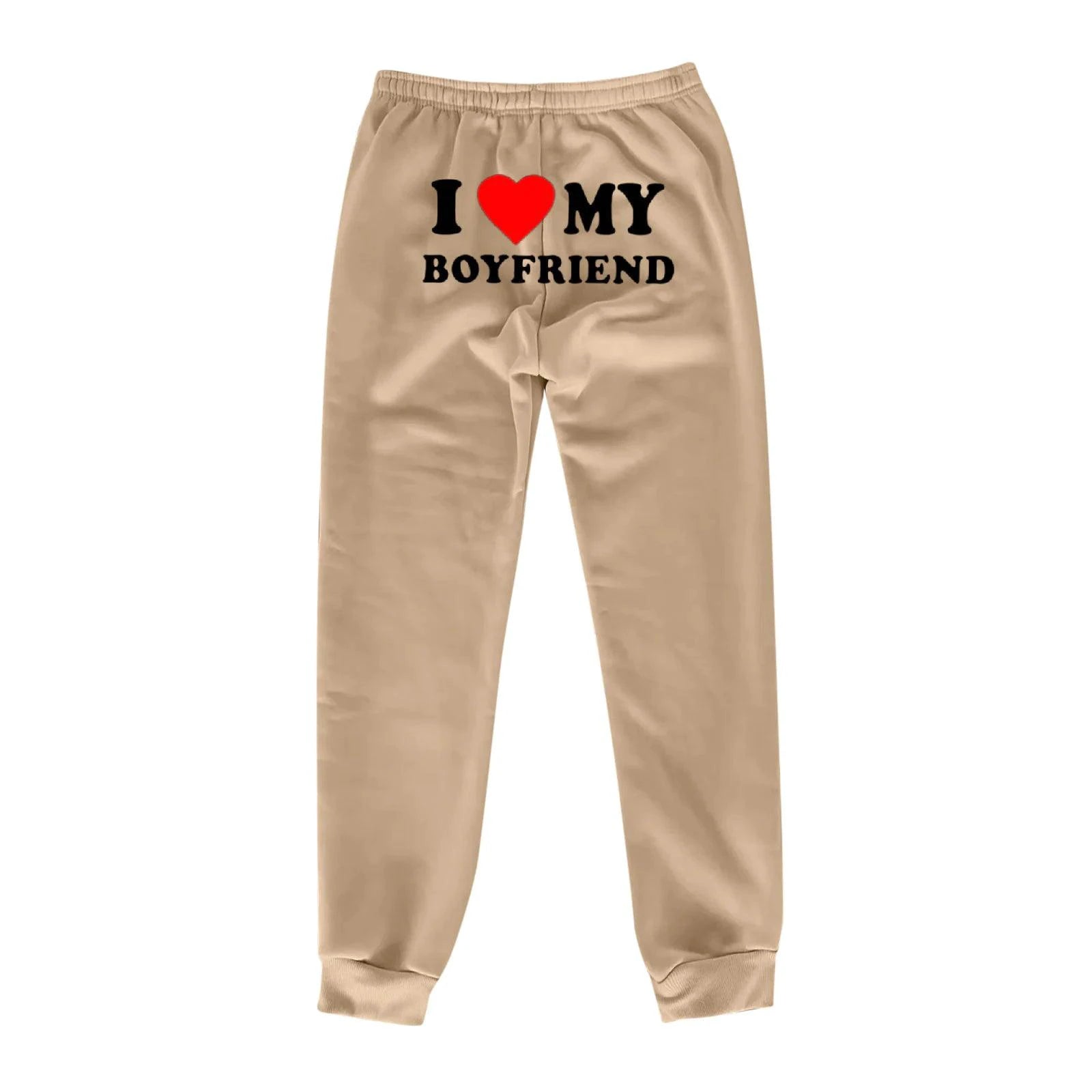 Mandotos Chic Love Print Trousers featuring a stylish love-themed pattern and comfortable fit, perfect for casual or trendy outfits.