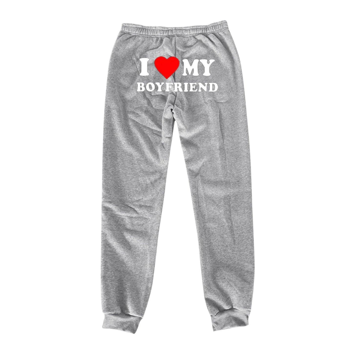Mandotos Chic Love Print Trousers featuring stylish love-themed print and comfortable fit, perfect for casual or chic occasions.