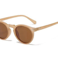 Mandotos chic round UV-block sunglasses with black frames and dark lenses, stylish eyewear for sun protection.