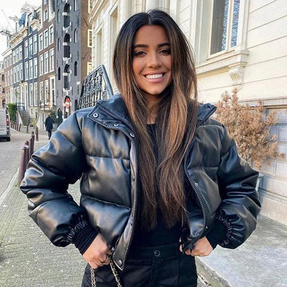 Chic Winter PU Leather Jackets - MANDOTOS