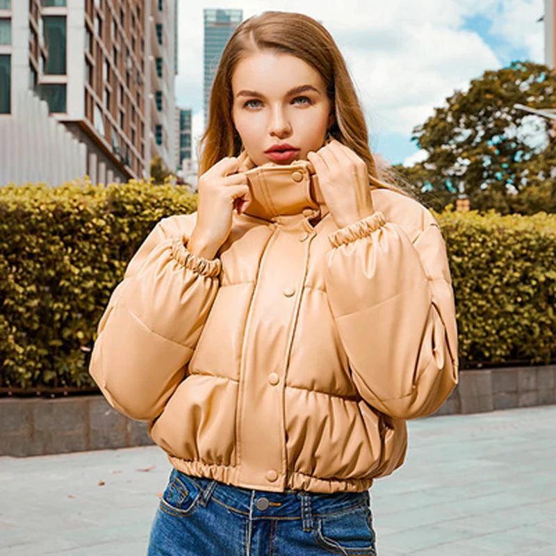 Chic Winter PU Leather Jackets - MANDOTOS