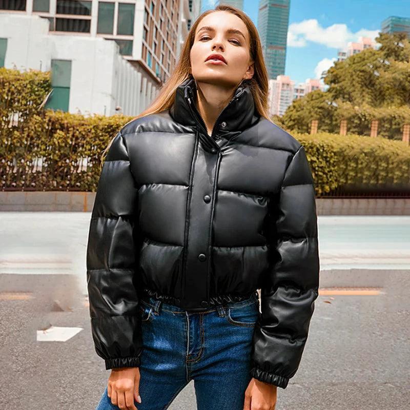 Chic Winter PU Leather Jackets - MANDOTOS