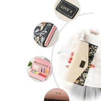 Mandotos chic women's leather clutch wallet with card holder, featuring a sleek design and compact size for stylish organization.