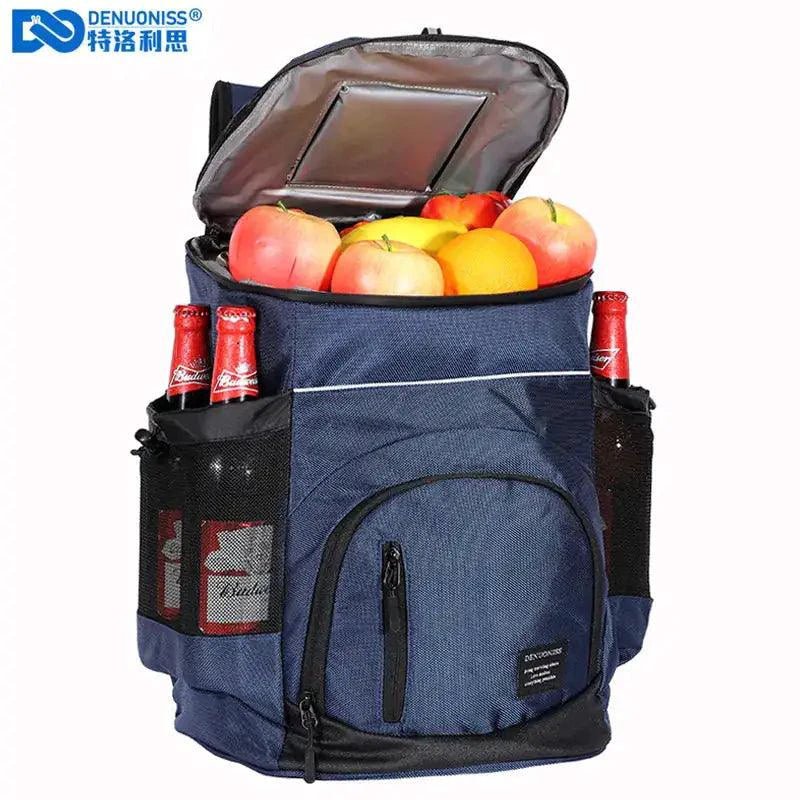 Mandotos ChillPack 33L travel cooler with insulated design, featuring a sturdy handle and compact shape for easy portability.