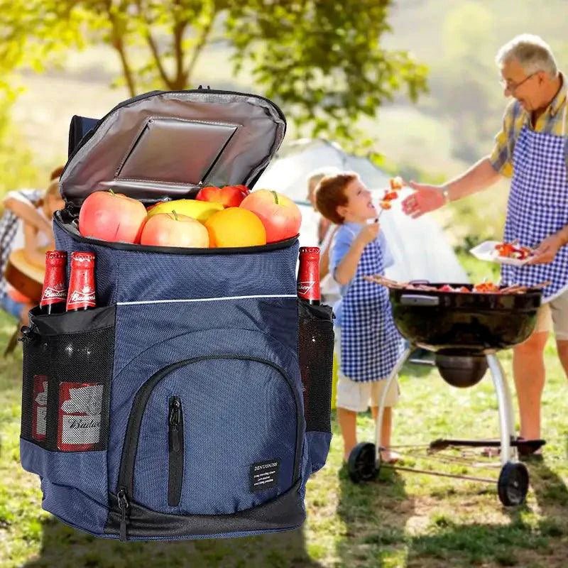 Mandotos ChillPack 33L travel cooler with insulated exterior and secure lid, ideal for keeping beverages and food cold during trips.