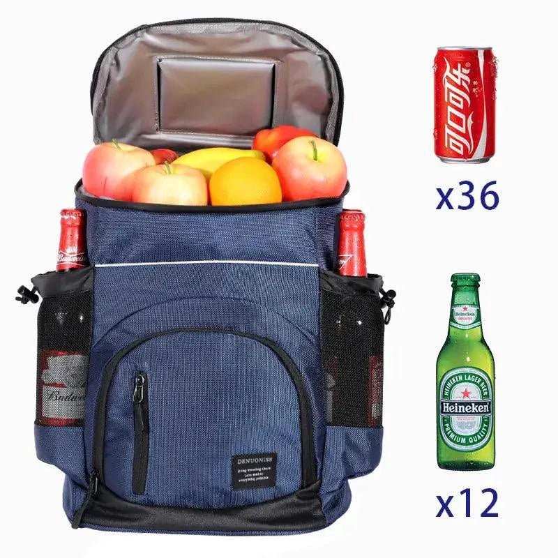 Mandotos ChillPack 33L travel cooler with sturdy handle and insulated body for convenient cold storage during trips.