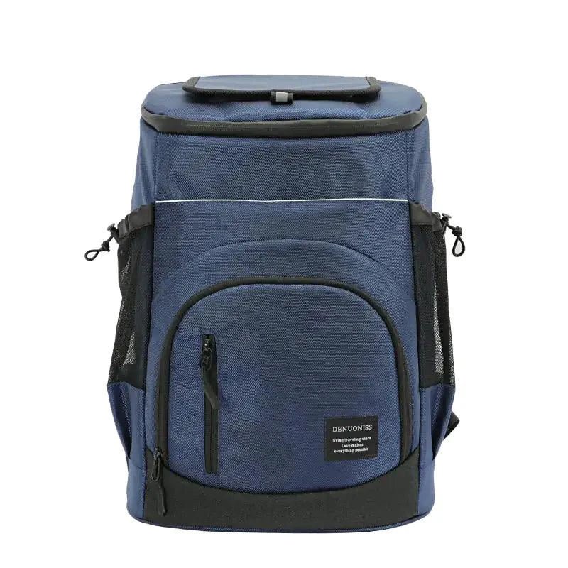 Mandotos ChillPack 33L travel cooler with sturdy handle and secure lid, ideal for keeping beverages and snacks cold during travel.