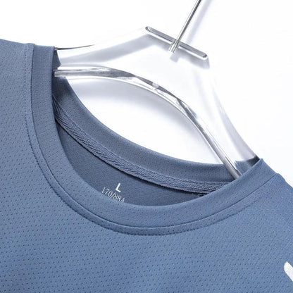CHRLCK Men's Running Quick Drying T-shirts Breathable Hiking Fishing Tees Soft Elasticity Outdoor Sports Short Shirt Summer - MANDOTOS