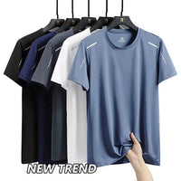 MANDOTOS men's quick dry running T-shirt, size M, breathable outdoor sports tee for hiking, fishing, and summer activities.