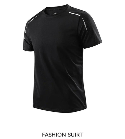 CHRLCK Men's Running Quick Drying T-shirts Breathable Hiking Fishing Tees Soft Elasticity Outdoor Sports Short Shirt Summer - MANDOTOS