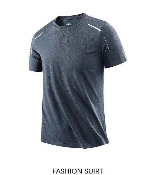 CHRLCK Men's Running Quick Drying T-shirts Breathable Hiking Fishing Tees Soft Elasticity Outdoor Sports Short Shirt Summer - MANDOTOS