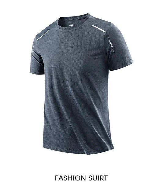 CHRLCK Men's Running Quick Drying T-shirts Breathable Hiking Fishing Tees Soft Elasticity Outdoor Sports Short Shirt Summer - MANDOTOS