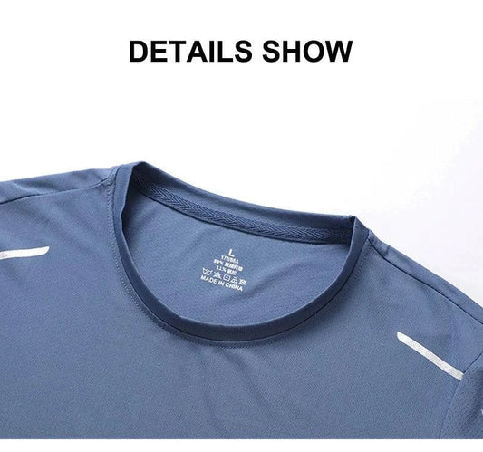 CHRLCK Men's Running Quick Drying T-shirts Breathable Hiking Fishing Tees Soft Elasticity Outdoor Sports Short Shirt Summer - MANDOTOS