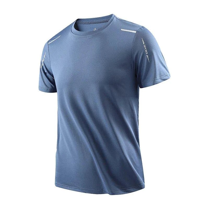 Mandotos men's quick dry running T-shirt in size M, breathable outdoor sports tee suitable for hiking, fishing, and summer activities.