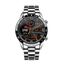Mandotos Circle Elite Smart Watch with round display, fitness tracking, and sleek black band on a white background.