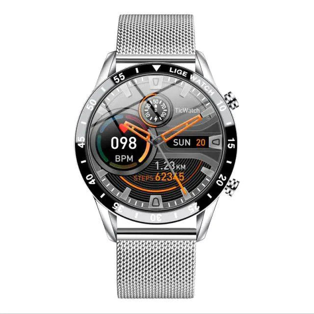 Mandotos Circle Elite Smart Watch with round display, black band, and fitness tracking features, shown on a person's wrist.