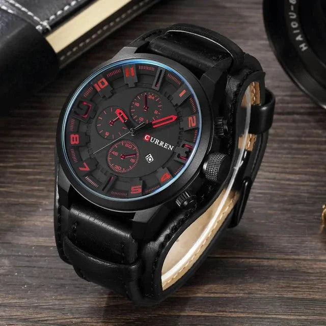 Mandotos classic gents leather watch with brown strap and round dial, stylish men's timepiece with silver accents.