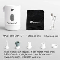Mandotos compact electric air inflator with digital display and portable design for quick tire and inflatables inflation.